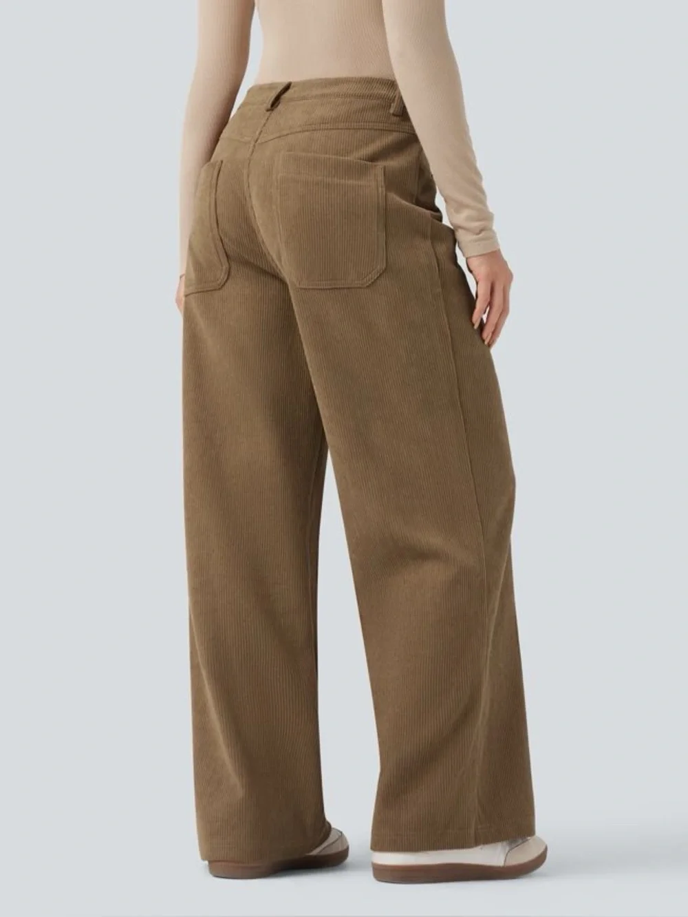 Halara High Waisted Corduroy Casual Baggy Pants with Pockets Size Medium Regular